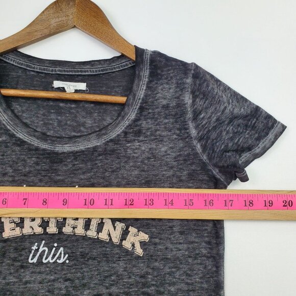 Maurices Hold On Let Me Overthink This Graphic Tee Womens Size S Burnout Black - Picture 9 of 11